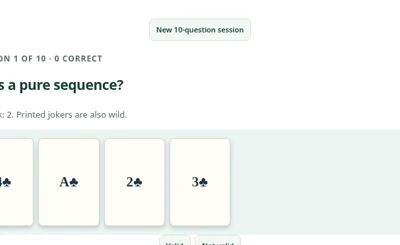 Pure Sequence Practice game screen
